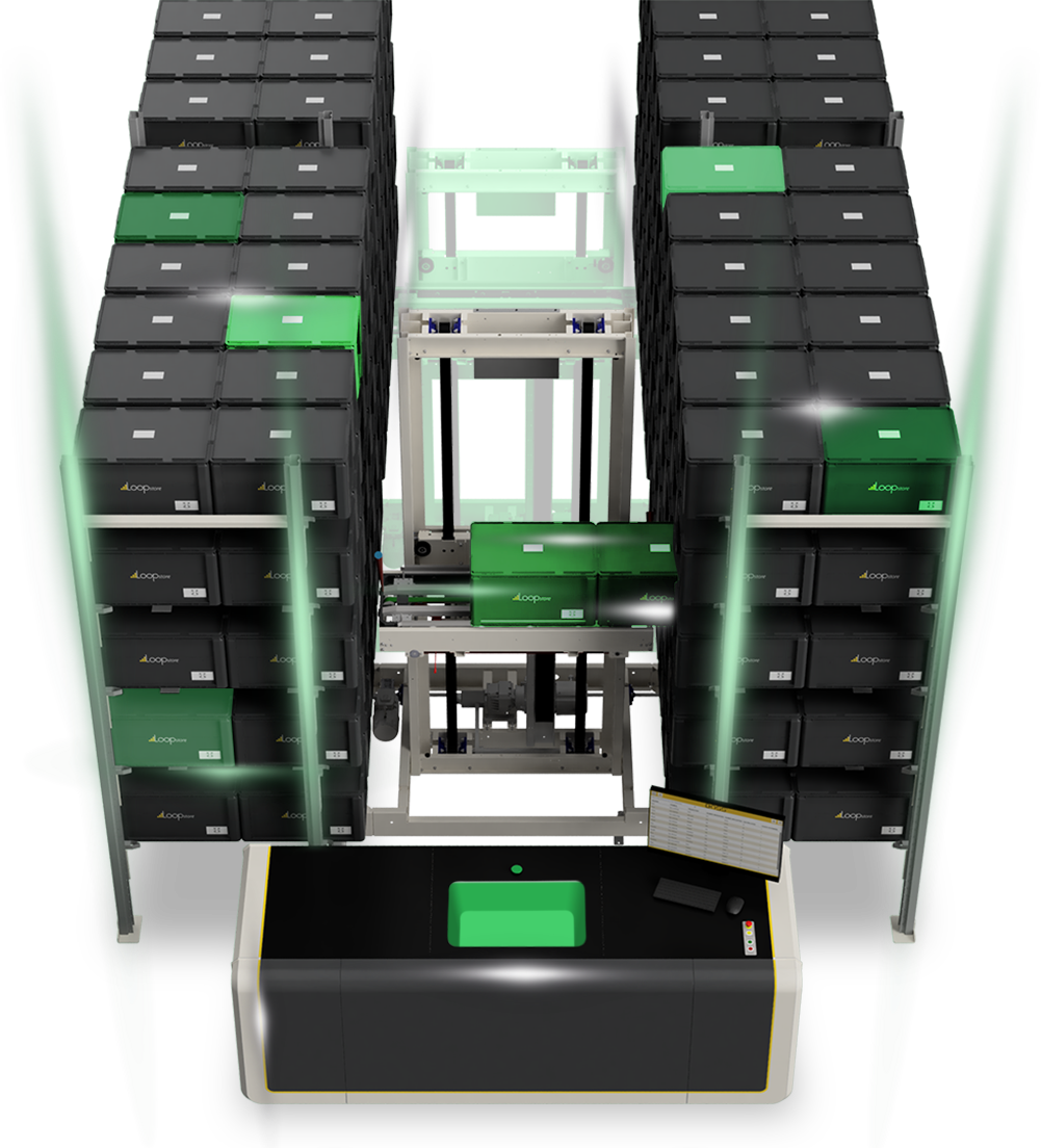 LoopStore Automatic Self-Service Warehouse With Stacker Crane And Service Station